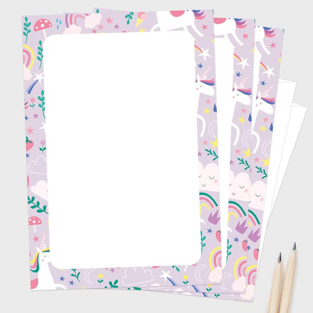 Letter Writing Set - Pack of 20, Unicorn Magic - Perfect for Writing Thank You Notes, Wish Lists, to Do Lists, Letters, Personal Or Business Use, Envelopes Included