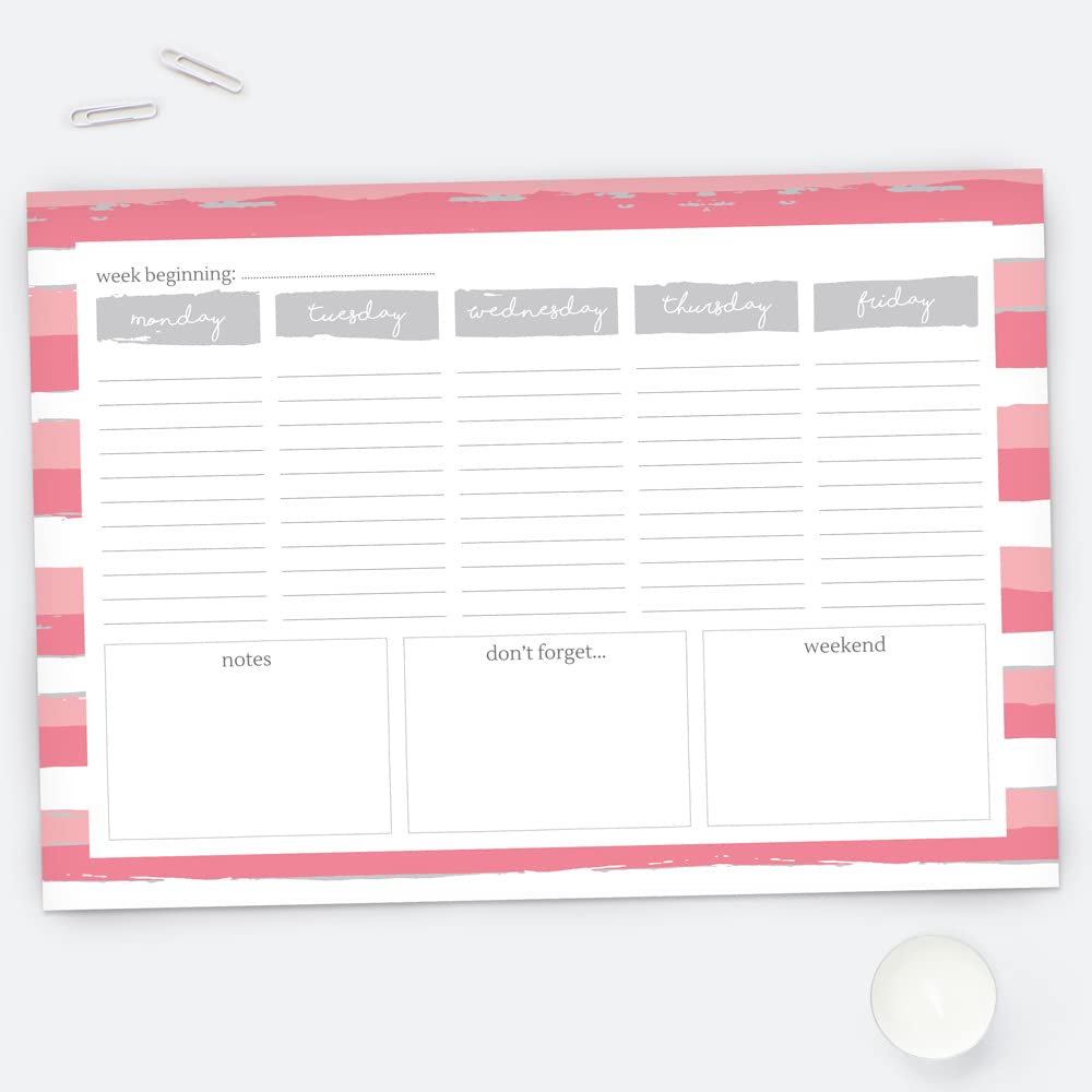 A4 Desk Planner, 53 Quality Pages, Undated, Weekday Planner, Organiser, to Do List, Notepad for School, Home, Work, Office, Acedemic, Events, Gift - Earn Your Stripes (06 0003)