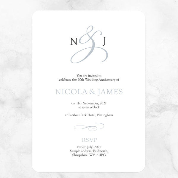 60th Wedding Anniversary Invitations - Classic Monogram
