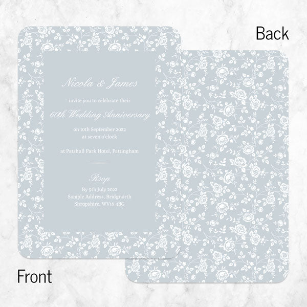 60th Wedding Anniversary Invitations - Delicate Rose Pattern