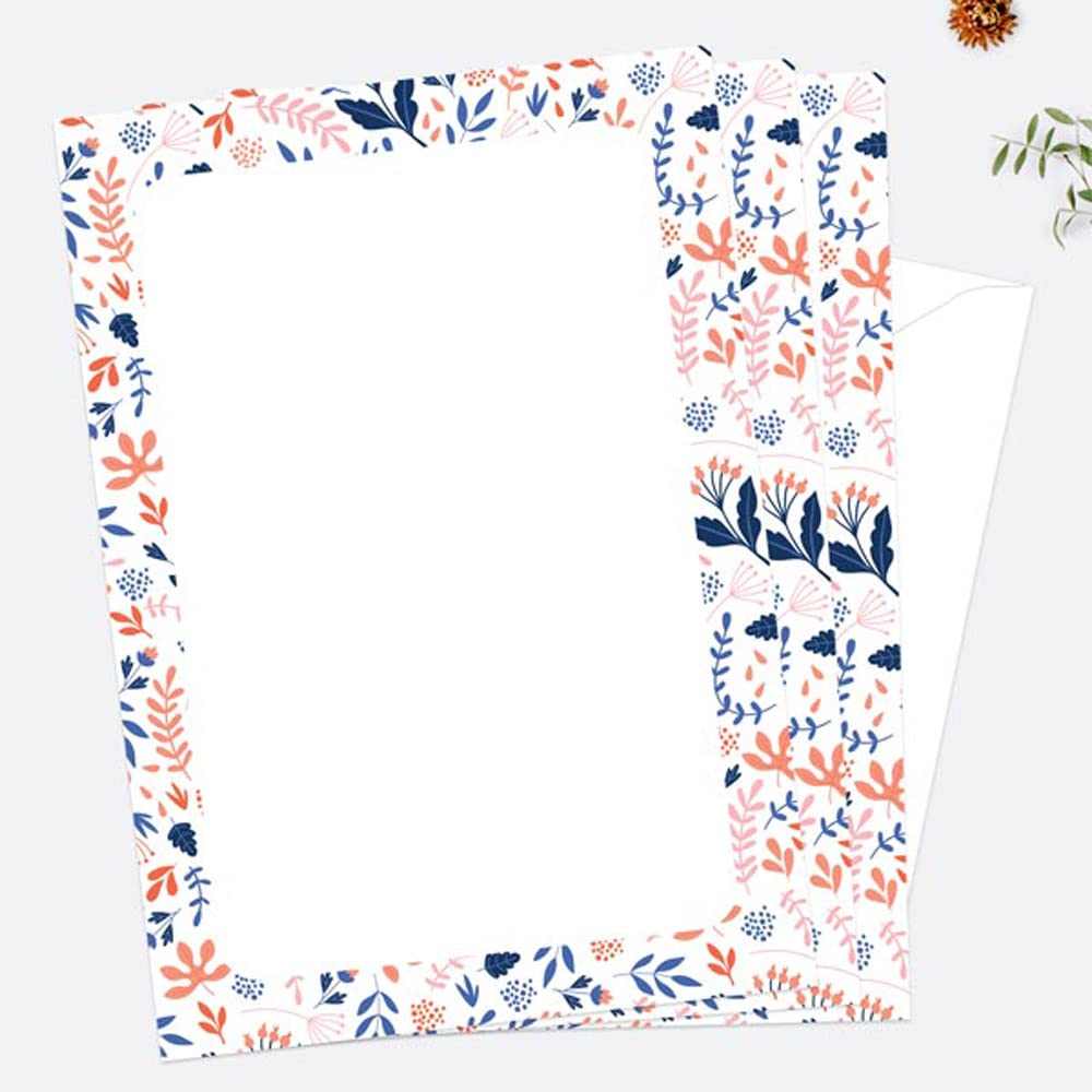 Letter Writing Set - Pack of 20, Ditsy Floral - Perfect for Writing Thank You Notes, Wish Lists, to Do Lists, Letters, Personal Or Business Use, Envelopes Included (10 0005)