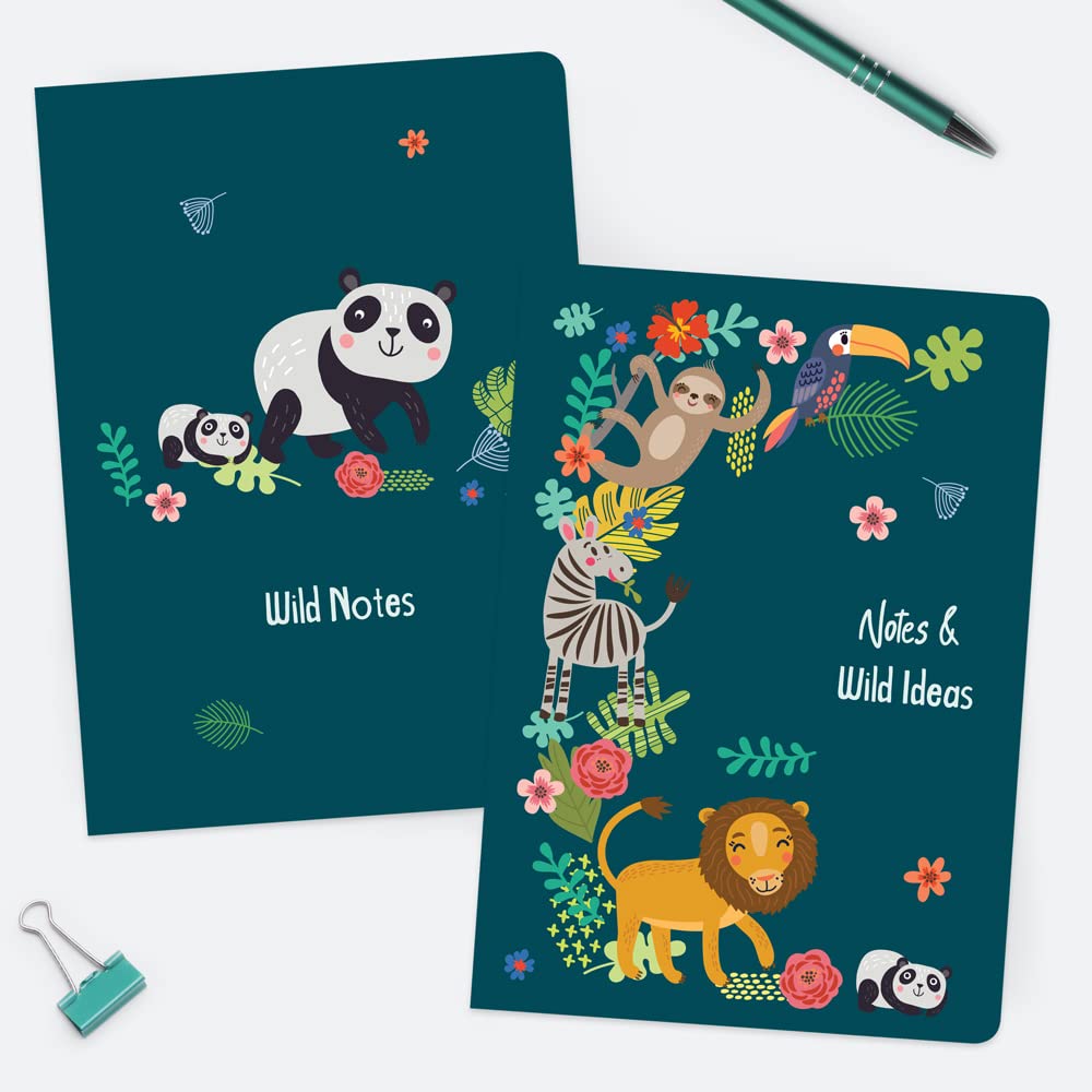 Cute Safari Animals - A5 Exercise Books - Pack of 2