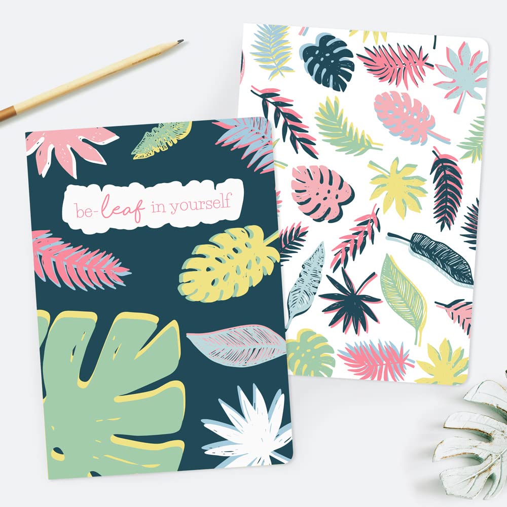 Dotty about Paper Be-Leaf In Yourself - A5 Exercise Books - Pack of 2. Lists, Notebooks, Workbook, Modern, Fun, Colourful, School, Home, Work, Office, Acedemic, Events, On-Trend.