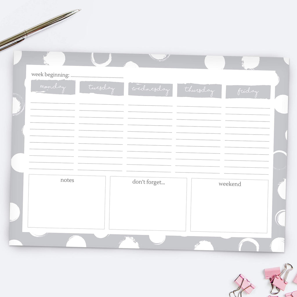 A4 Desk Planner, 53 Thick Pages, Undated, Weekday Planner, Organiser, to Do List, Notepad for School, Home, Work, Office, Acedemic, Events - Join The Dots