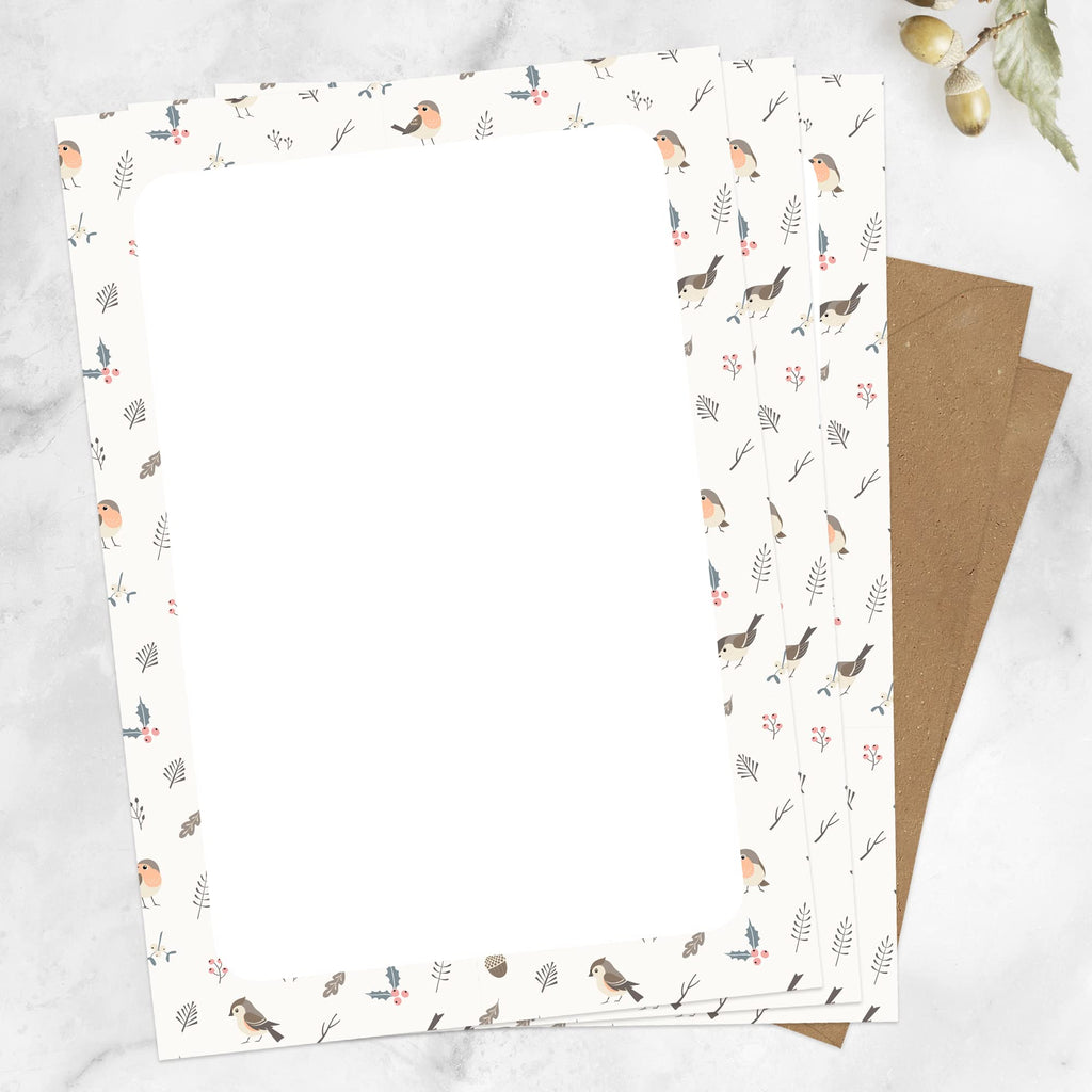 Dotty about Paper Letter Writing Set - Pack of 20, Winter Robin - Perfect For Writing Thank You Notes, Wish Lists, To Do Lists, Letters, Personal Or Business Use, Envelopes Included (3006)