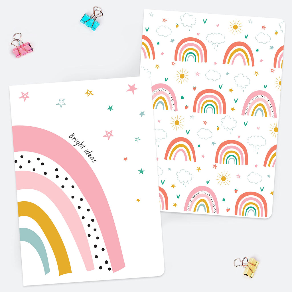 Dotty about Paper Chasing Rainbows - A5 Exercise Books - Pack of 2. Desk Stationery, Exercise Books for School, School Stationery, Writing Books, School Book, Kids Writing Book