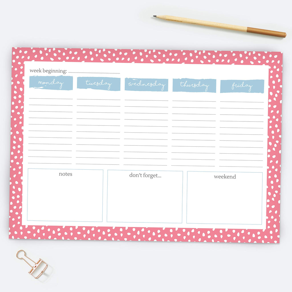 Pinking Out Loud - Desk Planner. A4 Desk Planner, 53 Premium Quality Pages, Undated, Weekday Planner, Organiser, to Do List, Notepad for School, Home, Work, Office, Academic. (06 0001)
