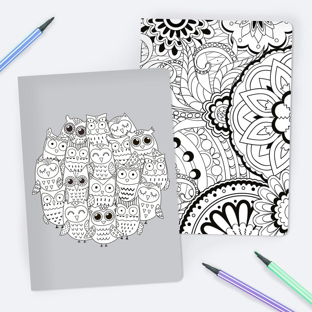 Dotty about Paper Adult Owls Colour Me In - A5 Exercise Books - Pack of 2 (07/0010)