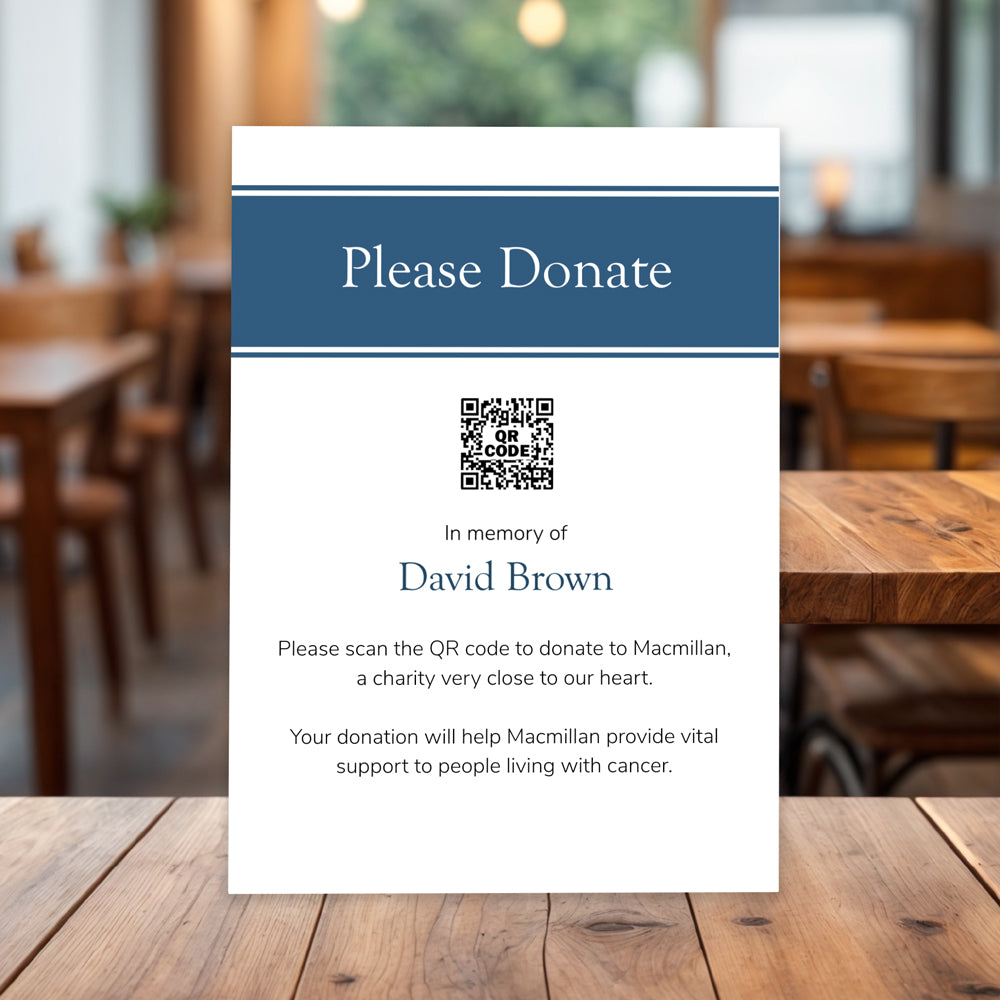 Funeral Donation Sign with strut - Blue Photograph Memories - Fast ...