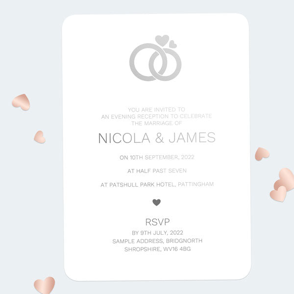 Entwined Rings Foil Evening Invitation - Fast Delivery at Dotty About Paper