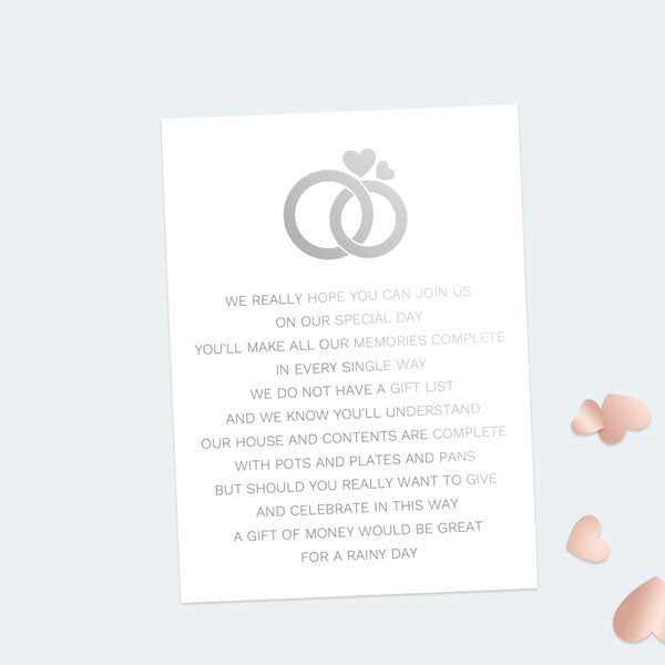 9 Rings Poem Wedding registry poem for money | Beachweddingtips.com