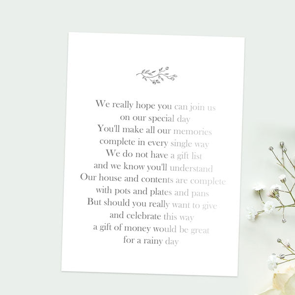 Floral Wedding Arch - Foil Gift Poem Cards - Fast Delivery at Dotty ...