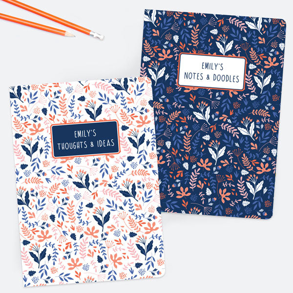 Ditsy Floral - Personalised A5 Exercise Books - Pack of 2