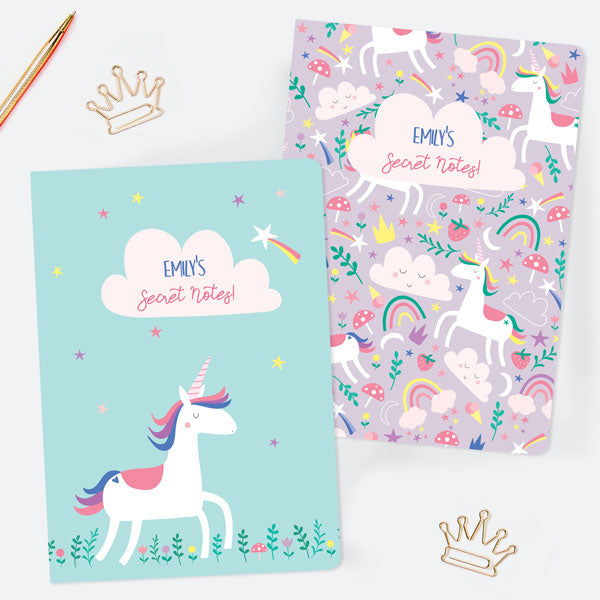 Unicorn Magic - Personalised A5 Exercise Books - Pack of 2