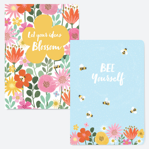 Charity A5 Exercise Books - Paper Hug - Bees & Blooms - Pack of 2