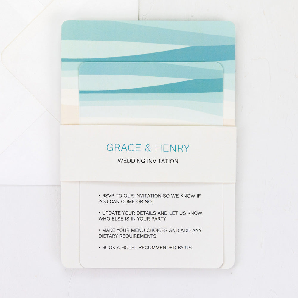 Abstract Beach - Wedding Invitation & Information Card Suite