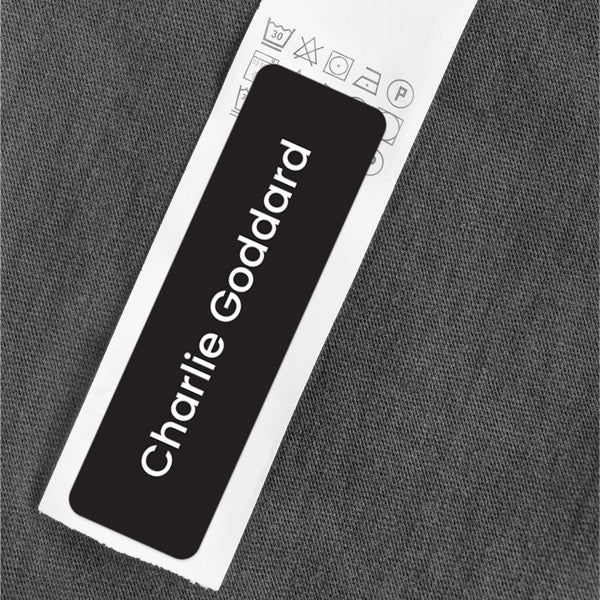No Iron Small Personalised Stick On Waterproof Name Labels - Black - Pack of 64