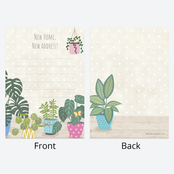 Potted Plants - New Home - A6 Address Cards - Pack of 10