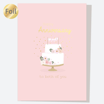 Luxury Foil Anniversary Card - Floral Cake - Both of You