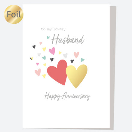 Luxury Foil Anniversary Card - Gold Heart - Husband