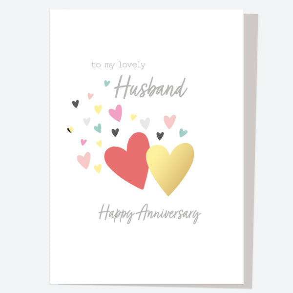 Luxury Foil Anniversary Card - Gold Heart - Husband