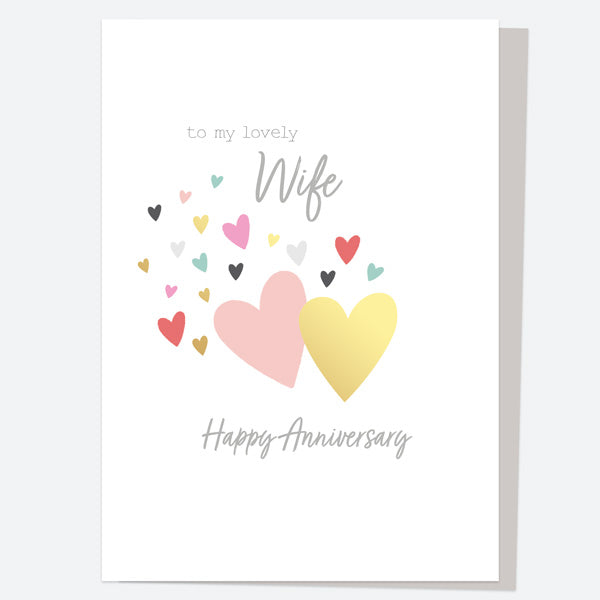 Luxury Foil Anniversary Card - Gold Heart - Wife
