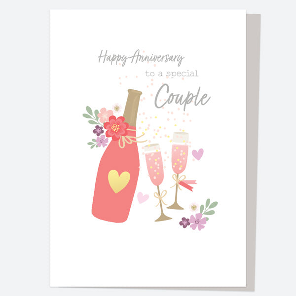 Luxury Foil Anniversary Card - Pink Champagne - Special Couple