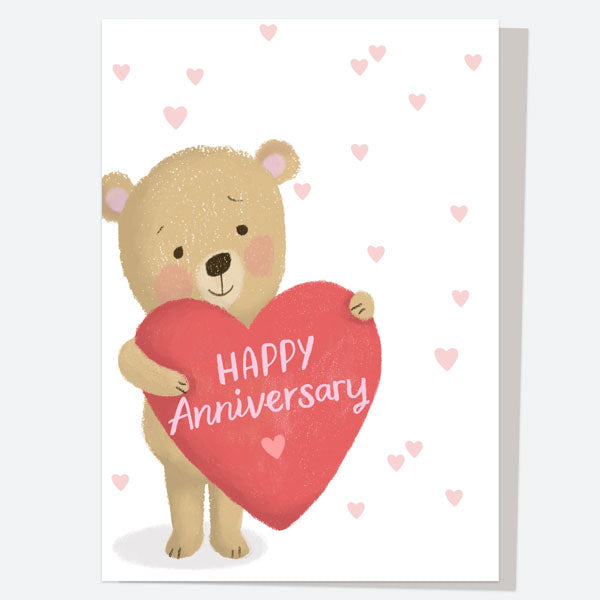 Anniversary Card - Bear Holding Heart - Happy Anniversary