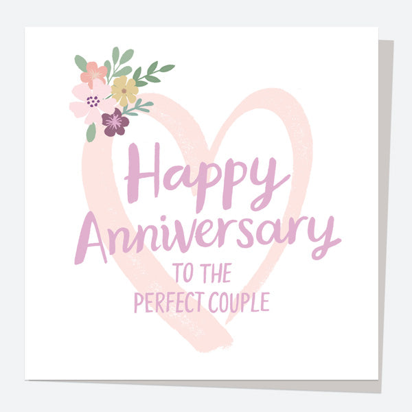 Anniversary Card - Floral Lettering - Heart