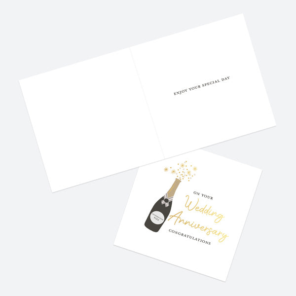 Luxury Foil Anniversary Card - Foil Monochrome - Bottle