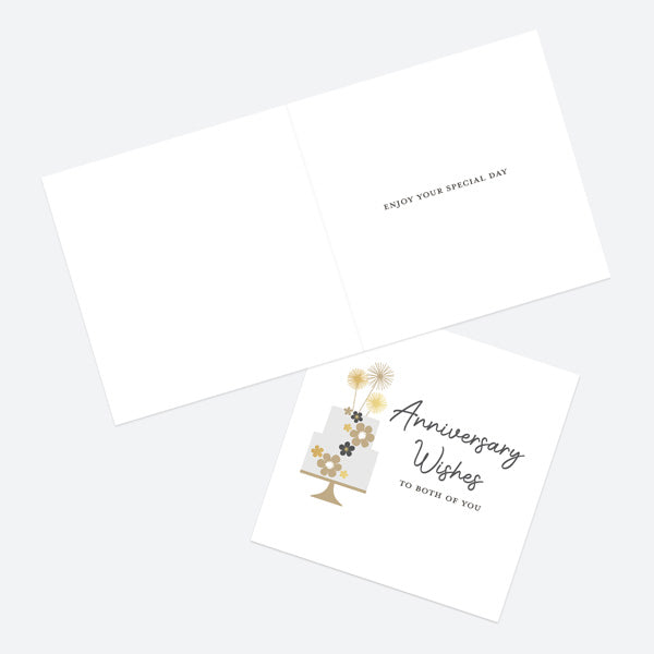 Luxury Foil Anniversary Card - Foil Monochrome - Cake