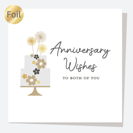 Luxury Foil Anniversary Card - Foil Monochrome - Cake