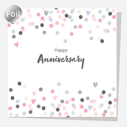 Luxury Foil Anniversary Card - Anniversary Foil Patterns - Confetti Border