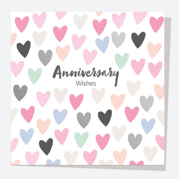 Luxury Foil Anniversary Card - Anniversary Foil Patterns - Confetti Hearts