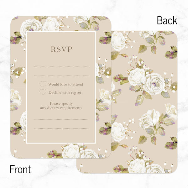 25th Wedding Anniversary Invitations - Vintage Cream Roses