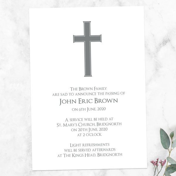Funeral Invitations - Traditional Cross