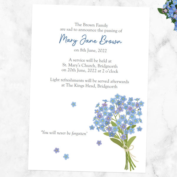 Funeral Invitations - Watercolour Forget Me Nots
