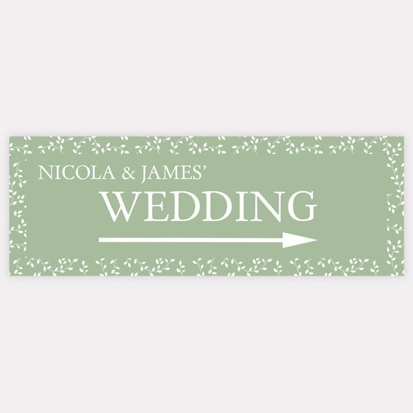 Delicate Leaf Pattern - Iridescent Arrow Wedding Sign