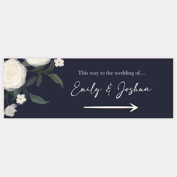 Navy Country Flowers - Arrow Wedding Sign