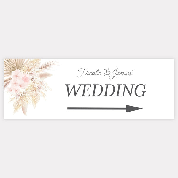 Pampas Floral - Arrow Wedding Sign