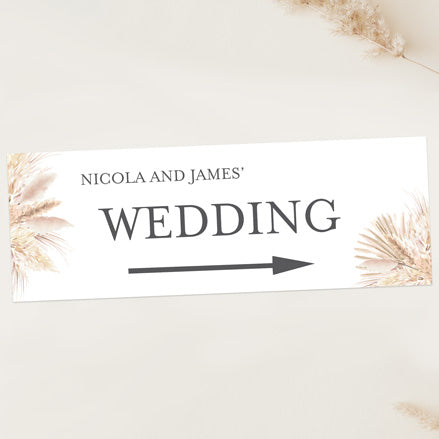 Pampas Grass - Arrow Wedding Sign