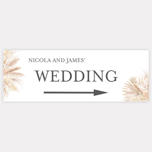Pampas Grass - Arrow Wedding Sign