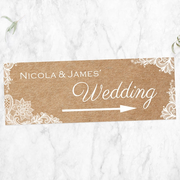 Rustic Wedding Lace - Arrow Wedding Sign