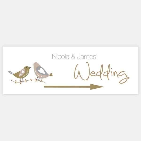 Rustic Woodland Birds - Arrow Wedding Sign