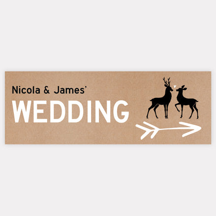 Rustic Woodland Deer - Arrow Wedding Sign