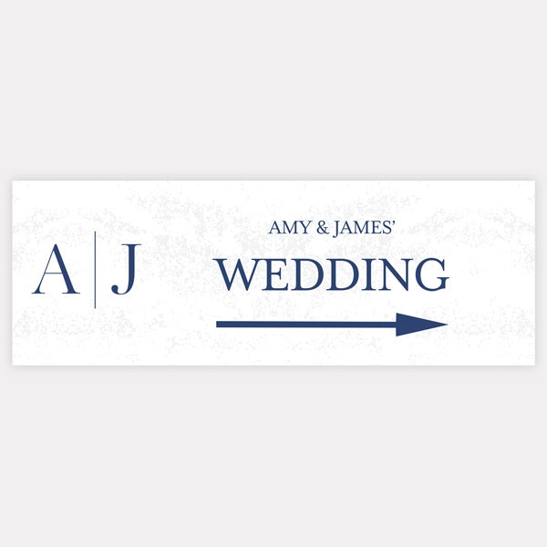Textured Simplistic Monogram - Iridescent Arrow Wedding Sign