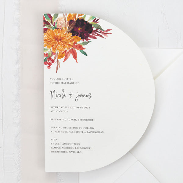 Autumnal Flowers Wedding Invitation