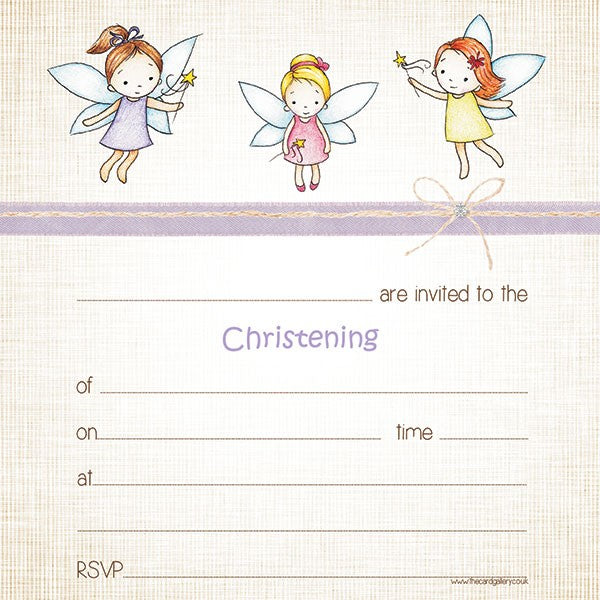 Christening Invitations - Girls Fairy - Postcard - Pack of 10