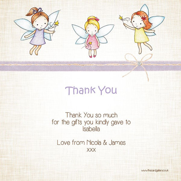 Thank You - Girls Fairy - Postcard - Pack of 10