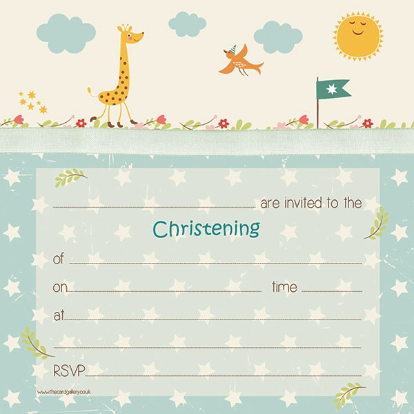 Christening Invitations - Vintage Giraffe - Postcard - Pack of 10